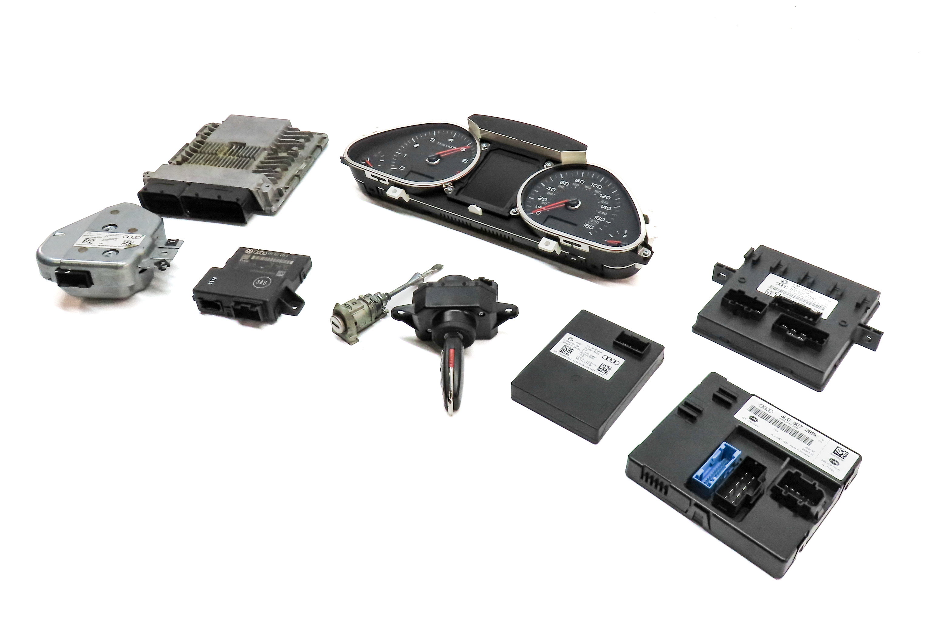 13-15 AUDI Q7 (4L) 3.0L CTWB SUPERCHARGED ENGINE BCM IMMOBILIZER MODULE KEY SET — exact item pictured